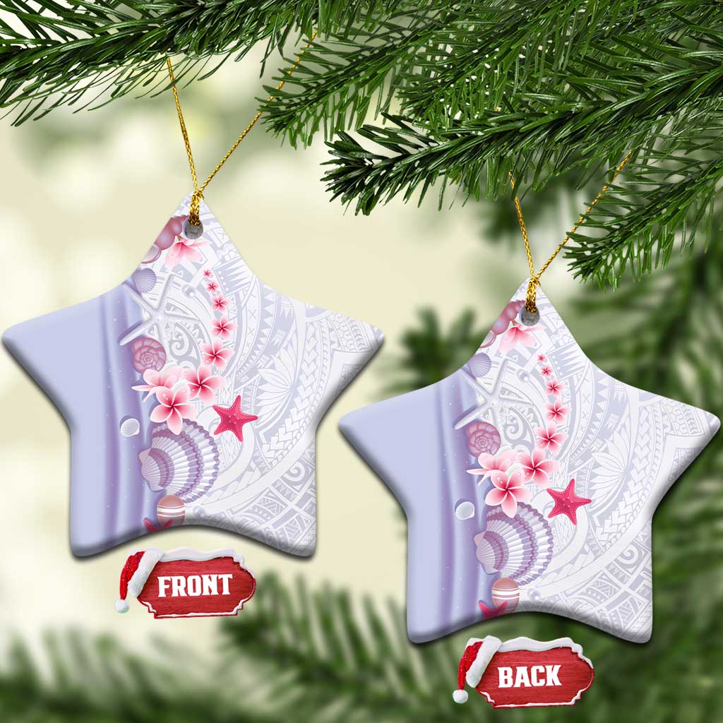 Purple Plumeria Sea Shell Ceramic Ornament Starfish Polynesian Pattern - Polynesian Pride