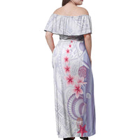 Purple Plumeria Sea Shell Family Matching Off Shoulder Maxi Dress and Hawaiian Shirt Starfish Polynesian Pattern - Polynesian Pride
