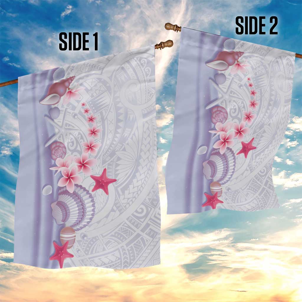 Purple Plumeria Sea Shell Garden Flag Starfish Polynesian Pattern - Polynesian Pride