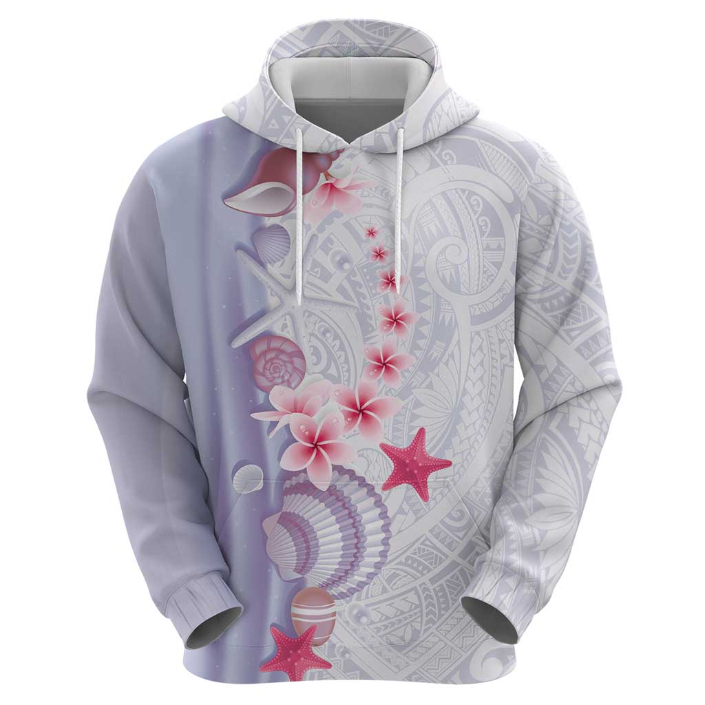 Purple Plumeria Sea Shell Hoodie Starfish Polynesian Pattern - Polynesian Pride