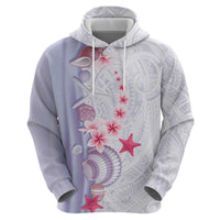 Purple Plumeria Sea Shell Hoodie Starfish Polynesian Pattern - Polynesian Pride