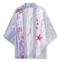 Purple Plumeria Sea Shell Kimono Starfish Polynesian Pattern - Polynesian Pride