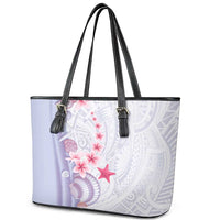 Purple Plumeria Sea Shell Leather Tote Bag Starfish Polynesian Pattern - Polynesian Pride