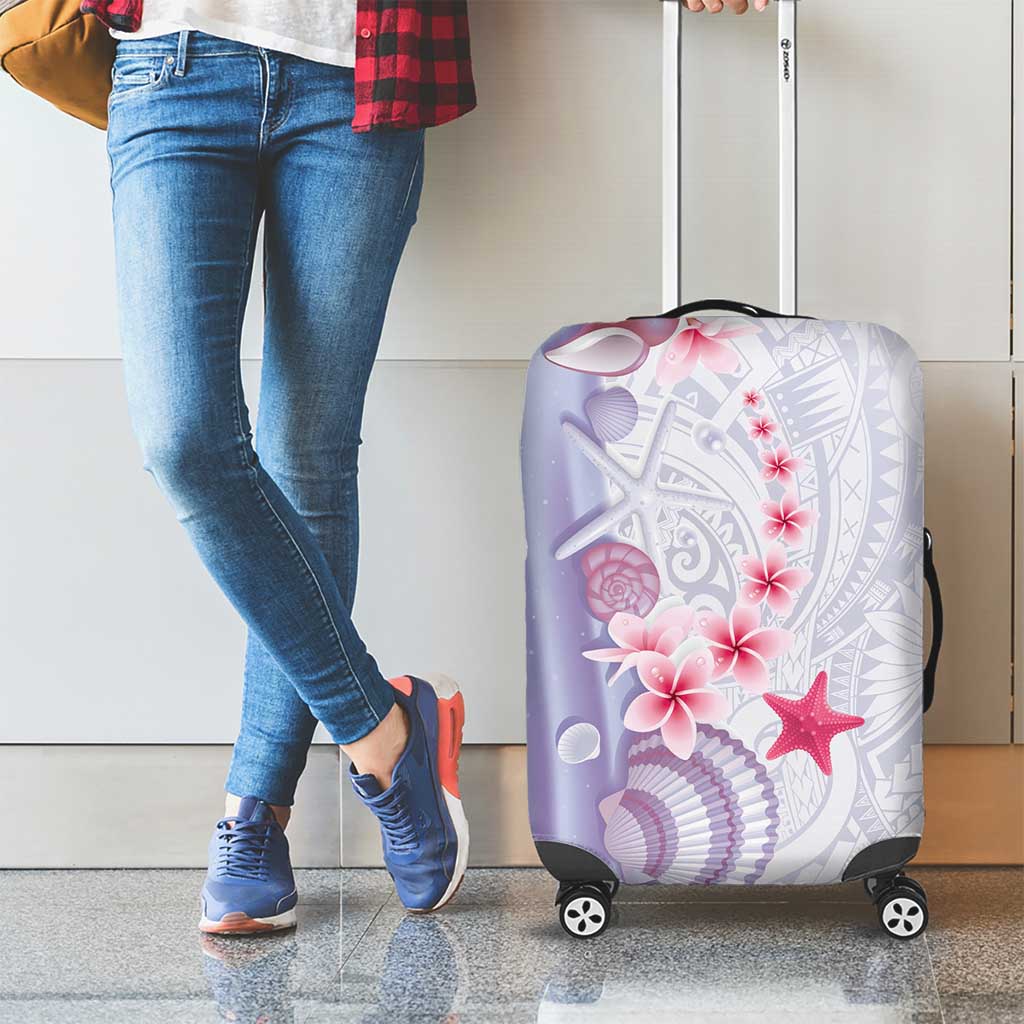 Purple Plumeria Sea Shell Luggage Cover Starfish Polynesian Pattern - Polynesian Pride