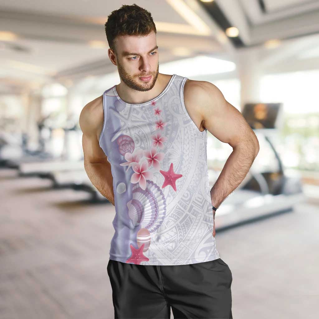 Purple Plumeria Sea Shell Men Tank Top Starfish Polynesian Pattern - Polynesian Pride