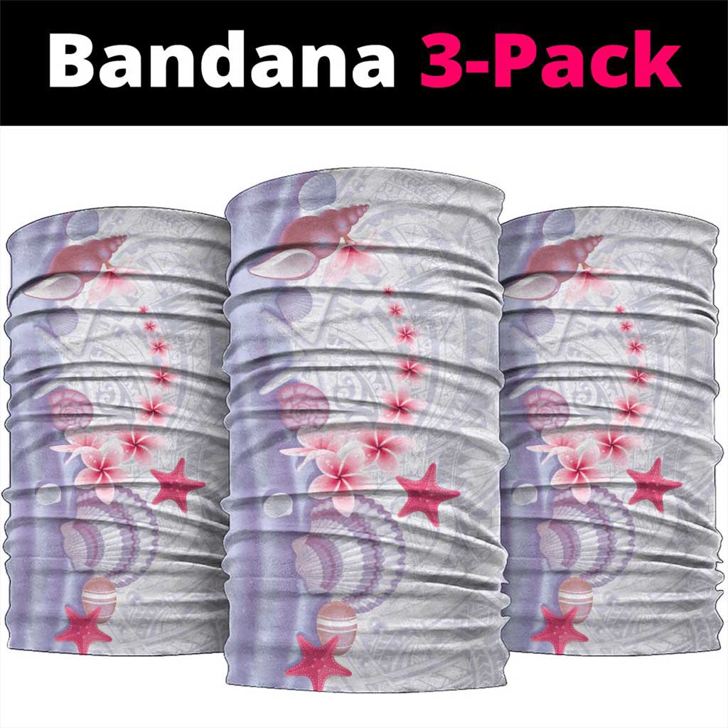 Purple Plumeria Sea Shell Neck Gaiter Starfish Polynesian Pattern - Polynesian Pride