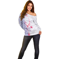 Purple Plumeria Sea Shell Off Shoulder Sweater Starfish Polynesian Pattern - Polynesian Pride