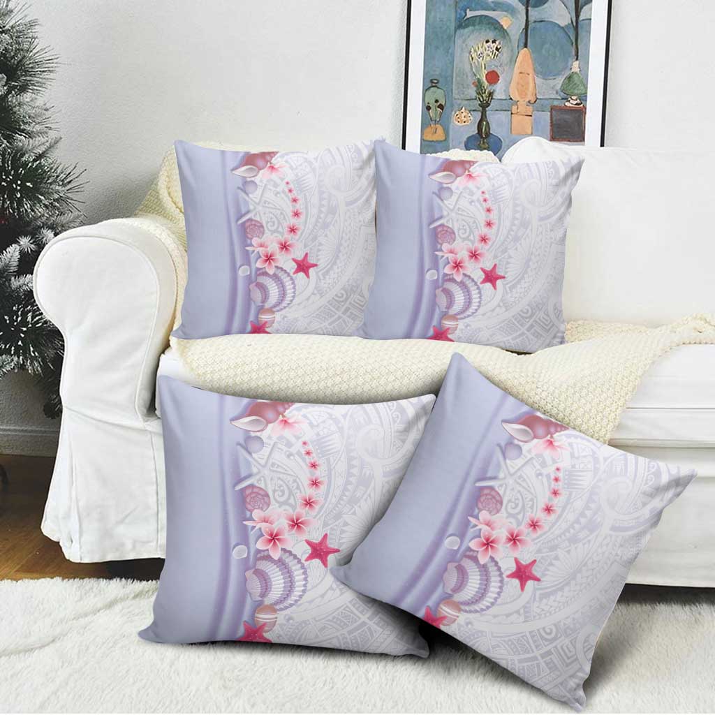 Purple Plumeria Sea Shell Pillow Cover Starfish Polynesian Pattern - Polynesian Pride