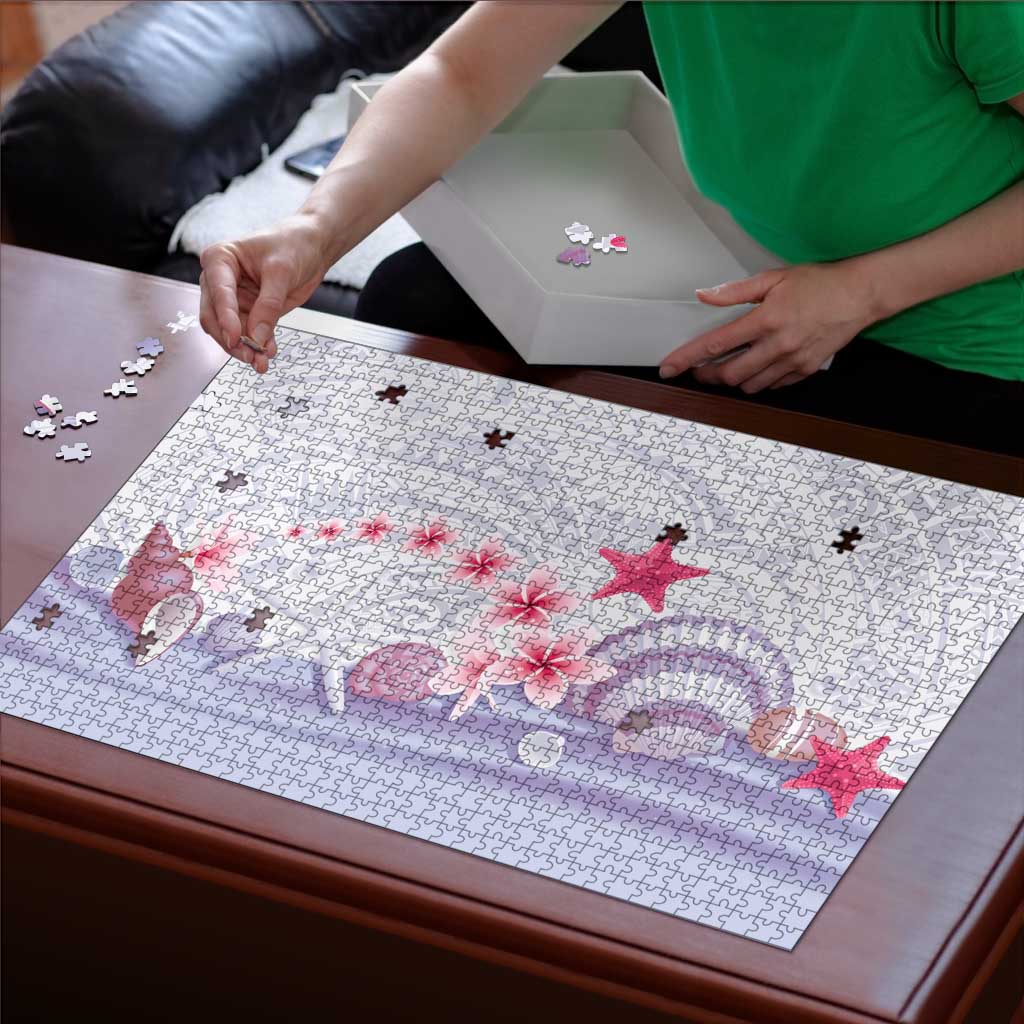 Purple Plumeria Sea Shell Puzzle Starfish Polynesian Pattern - Polynesian Pride