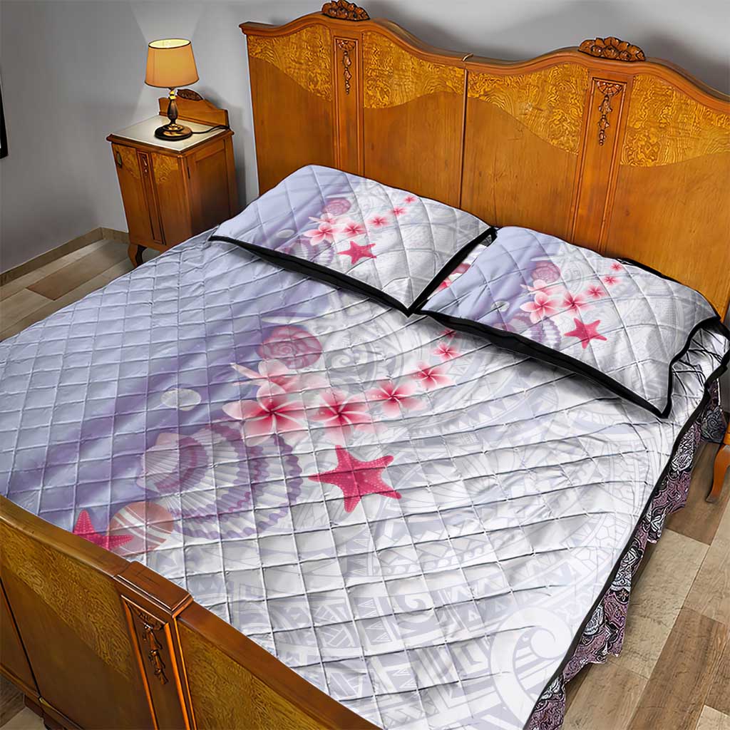 Purple Plumeria Sea Shell Quilt Bed Set Starfish Polynesian Pattern - Polynesian Pride
