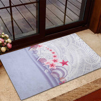 Purple Plumeria Sea Shell Rubber Doormat Starfish Polynesian Pattern - Polynesian Pride