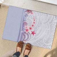 Purple Plumeria Sea Shell Rubber Doormat Starfish Polynesian Pattern - Polynesian Pride