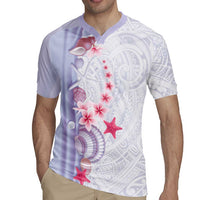 Purple Plumeria Sea Shell Rugby Jersey Starfish Polynesian Pattern - Polynesian Pride