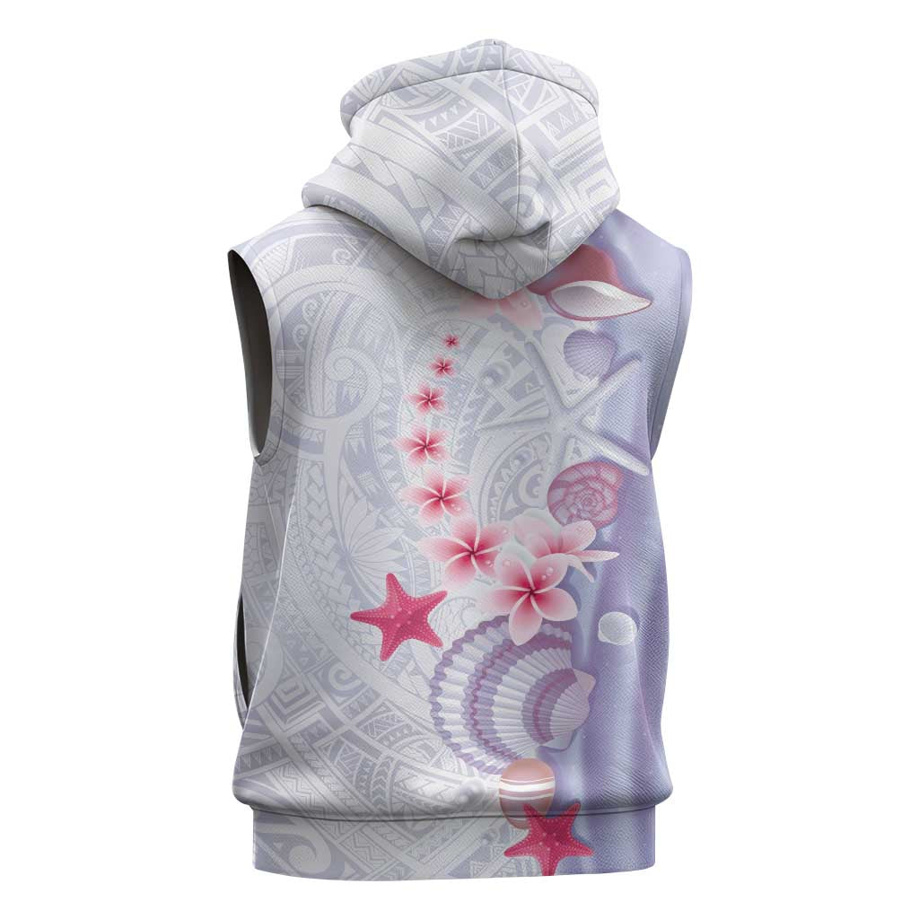 Purple Plumeria Sea Shell Sleeveless Hoodie Starfish Polynesian Pattern - Polynesian Pride