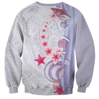Purple Plumeria Sea Shell Sweatshirt Starfish Polynesian Pattern - Polynesian Pride