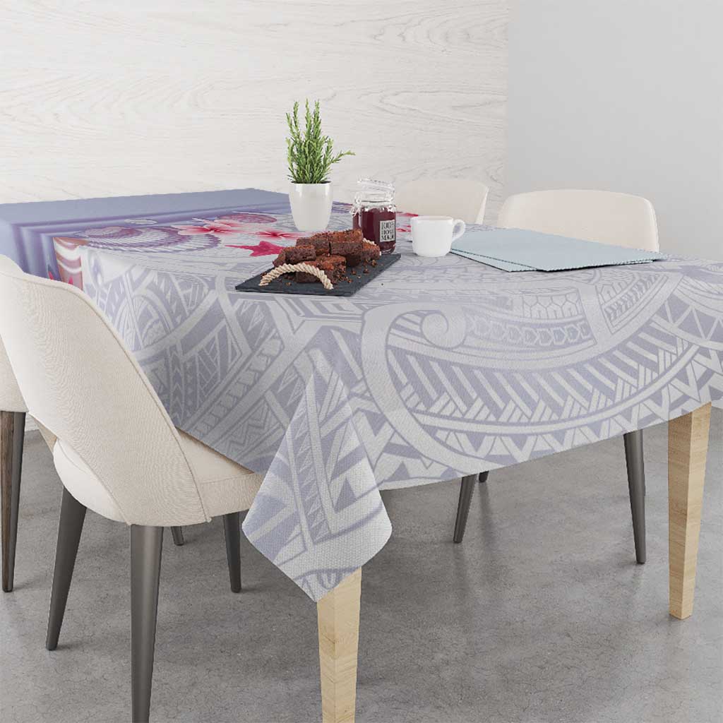 Purple Plumeria Sea Shell Tablecloth Starfish Polynesian Pattern - Polynesian Pride