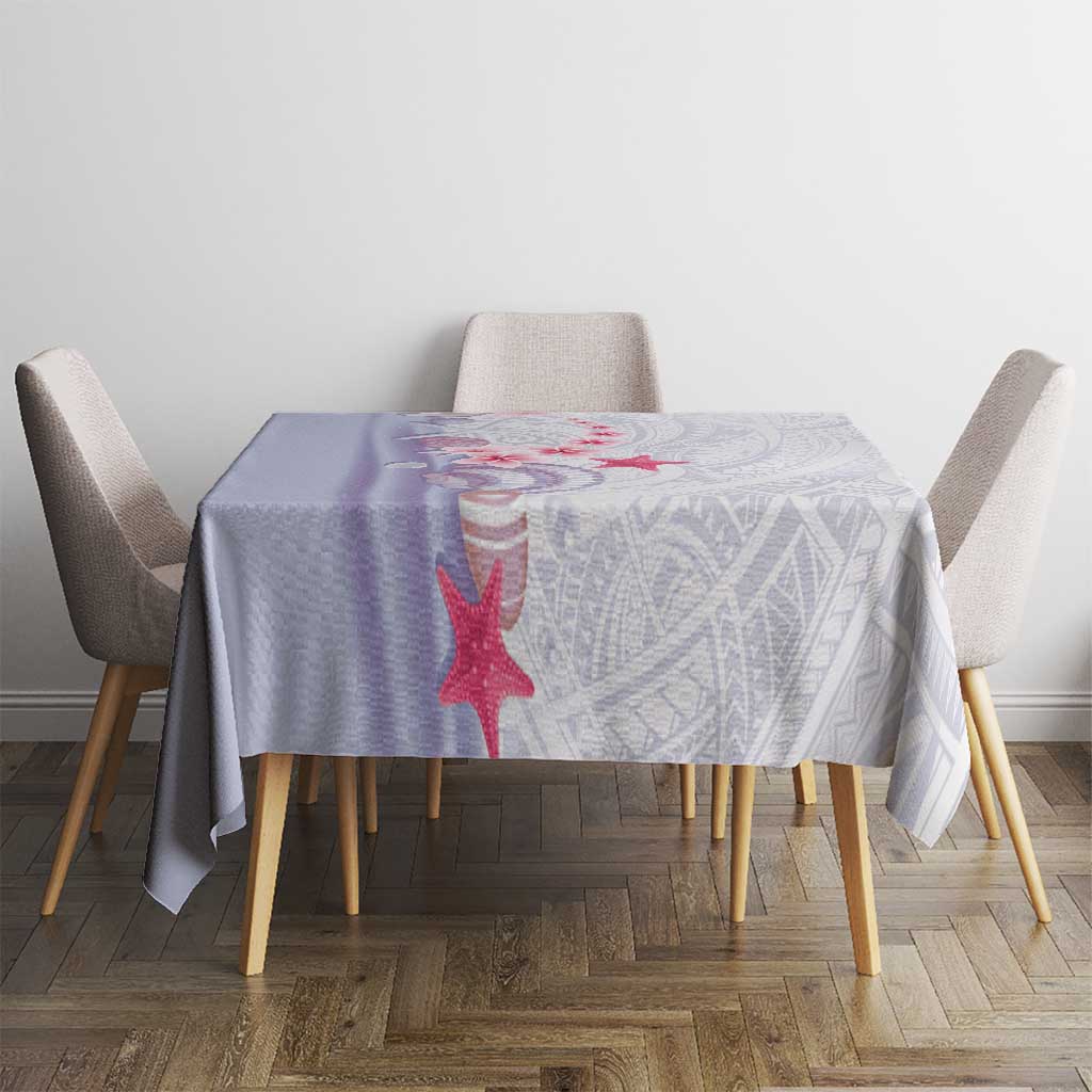 Purple Plumeria Sea Shell Tablecloth Starfish Polynesian Pattern - Polynesian Pride