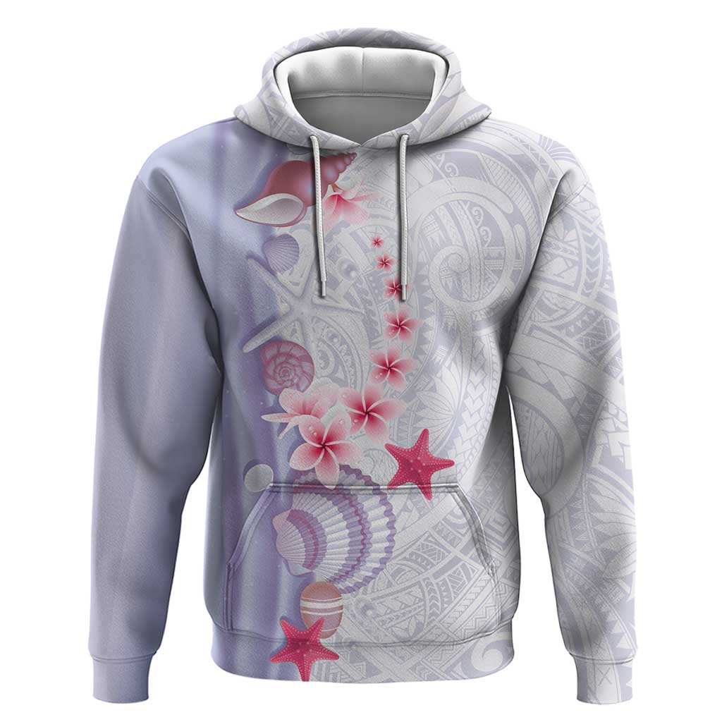 Purple Plumeria Sea Shell Zip Hoodie Starfish Polynesian Pattern - Polynesian Pride