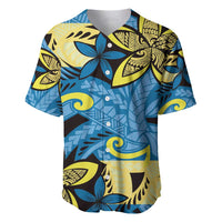 Plumeria Polynesian Pattern Baseball Jersey Unique Fantasy Blue Yellow LT01 Blue - Polynesian Pride