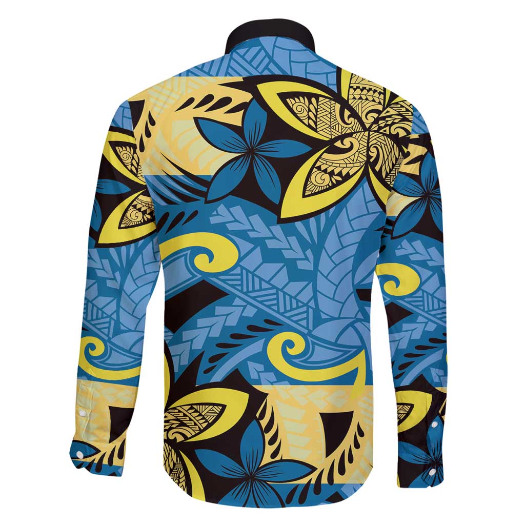 Plumeria Polynesian Pattern Family Matching Mermaid Dress and Hawaiian Shirt Unique Fantasy Blue Yellow