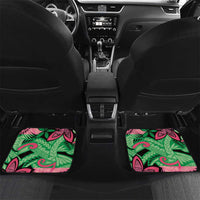 Plumeria Polynesian Pattern Car Mats Unique Fantasy Green Pink