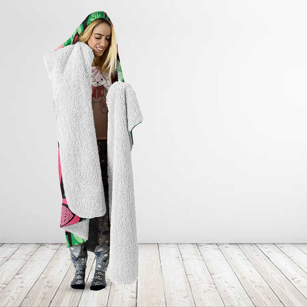 Plumeria Polynesian Pattern Hooded Blanket Unique Fantasy Green Pink LT01 - Polynesian Pride