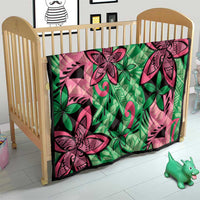 Plumeria Polynesian Pattern Quilt Unique Fantasy Green Pink