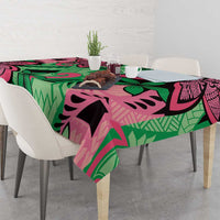 Plumeria Polynesian Pattern Tablecloth Unique Fantasy Green Pink