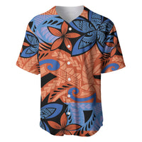 Plumeria Polynesian Pattern Baseball Jersey Unique Fantasy Orange Blue LT01 Orange - Polynesian Pride