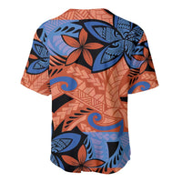 Plumeria Polynesian Pattern Baseball Jersey Unique Fantasy Orange Blue LT01 - Polynesian Pride