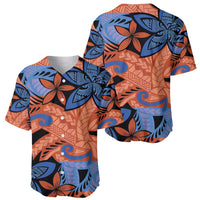 Plumeria Polynesian Pattern Baseball Jersey Unique Fantasy Orange Blue LT01 - Polynesian Pride