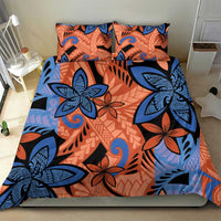 Plumeria Polynesian Pattern Bedding Set Unique Fantasy Orange Blue