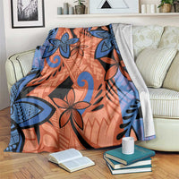 Plumeria Polynesian Pattern Blanket Unique Fantasy Orange Blue