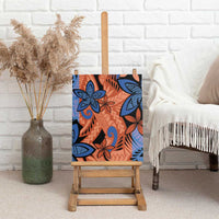Plumeria Polynesian Pattern Canvas Wall Art Unique Fantasy Orange Blue