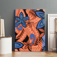Plumeria Polynesian Pattern Canvas Wall Art Unique Fantasy Orange Blue