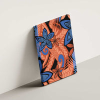Plumeria Polynesian Pattern Canvas Wall Art Unique Fantasy Orange Blue