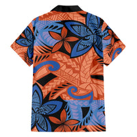 Plumeria Polynesian Pattern Family Matching Long Sleeve Bodycon Dress and Hawaiian Shirt Unique Fantasy Orange Blue