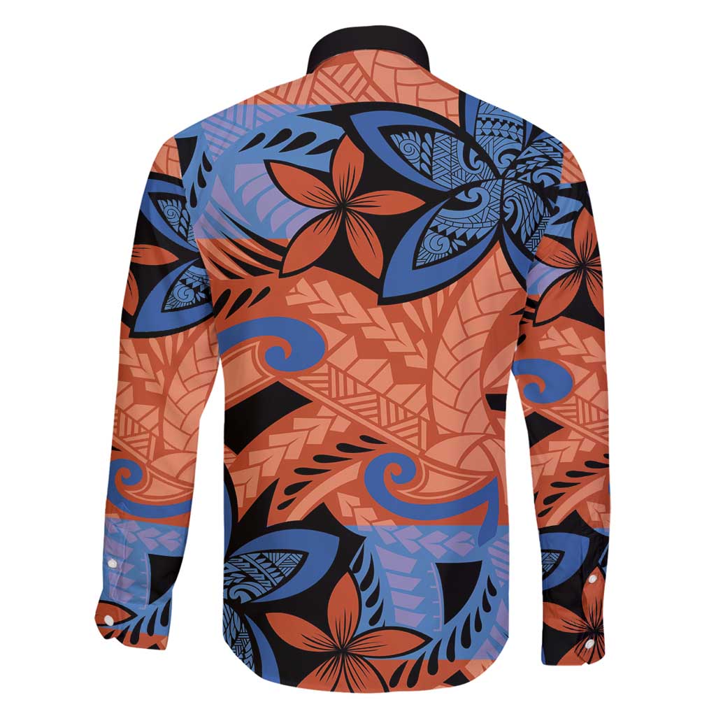 Plumeria Polynesian Pattern Family Matching Off Shoulder Short Dress and Hawaiian Shirt Unique Fantasy Orange Blue
