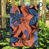 Plumeria Polynesian Pattern Garden Flag Unique Fantasy Orange Blue