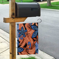 Plumeria Polynesian Pattern Garden Flag Unique Fantasy Orange Blue