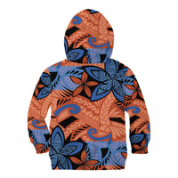 Plumeria Polynesian Pattern Kid Hoodie Unique Fantasy Orange Blue LT01 - Polynesian Pride