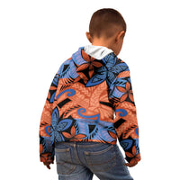 Plumeria Polynesian Pattern Kid Hoodie Unique Fantasy Orange Blue LT01 - Polynesian Pride