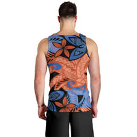 Plumeria Polynesian Pattern Men Tank Top Unique Fantasy Orange Blue