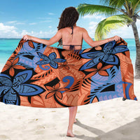 Plumeria Polynesian Pattern Sarong Unique Fantasy Orange Blue