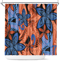 Plumeria Polynesian Pattern Shower Curtain Unique Fantasy Orange Blue
