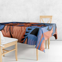Plumeria Polynesian Pattern Tablecloth Unique Fantasy Orange Blue