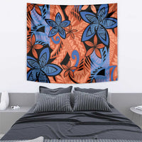 Plumeria Polynesian Pattern Tapestry Unique Fantasy Orange Blue