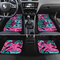 Plumeria Polynesian Pattern Car Mats Unique Fantasy Pink Teal