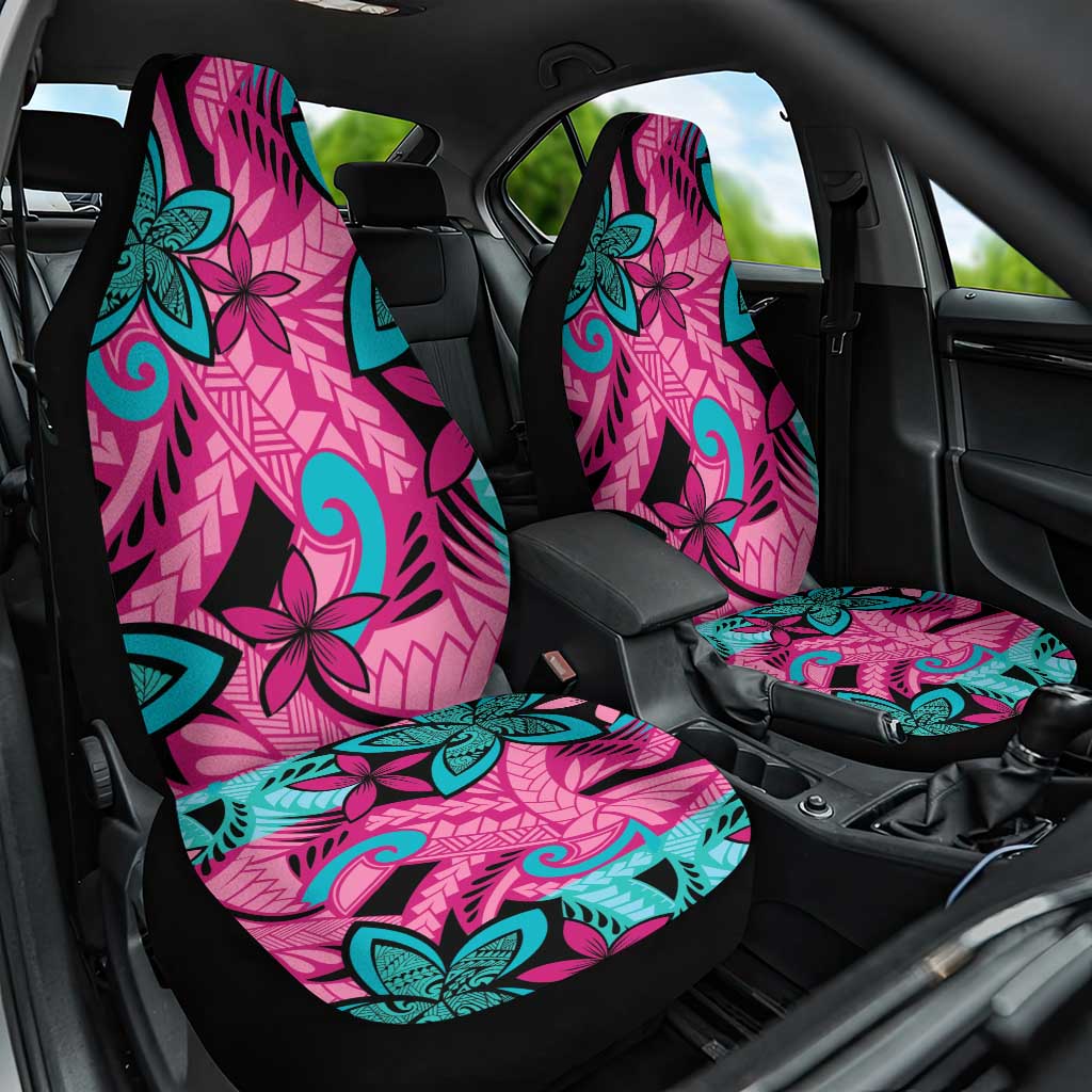 Plumeria Polynesian Pattern Car Seat Cover Unique Fantasy Pink Teal