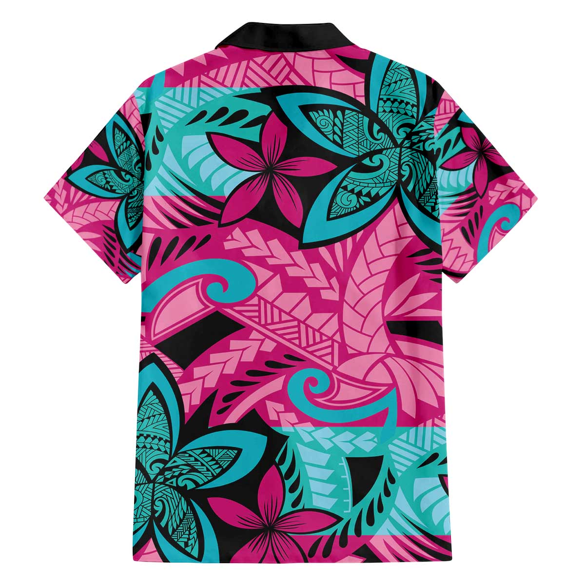 Plumeria Polynesian Pattern Family Matching Off The Shoulder Long Sleeve Dress and Hawaiian Shirt Unique Fantasy Pink Teal
